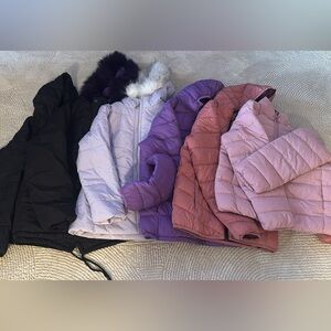 Bundle of Quilted Winter Jackets in Black, Lavender, Purple, Rose, Blush